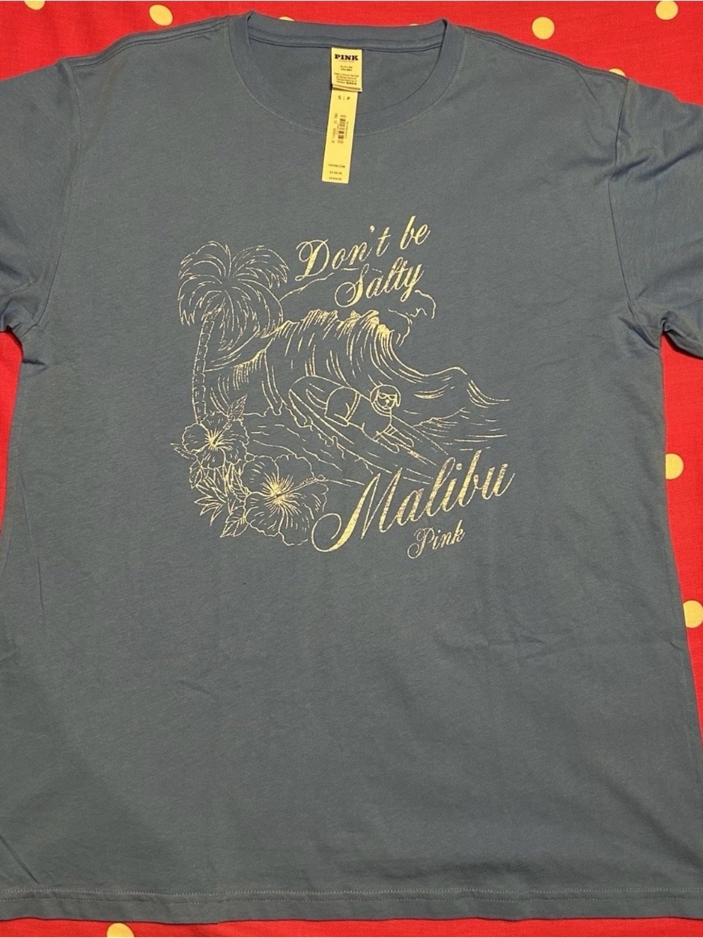 PINK Victoria's Secret Blue 'Don't Be Salty Malibu' Graphic Tee